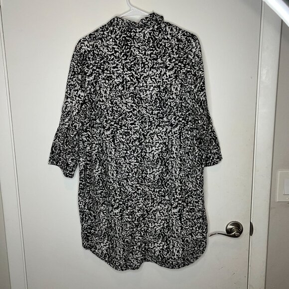 Pistola Sam Black and White Cotton Floral Long Sleeve Shirt Dress Small S - Picture 8 of 9